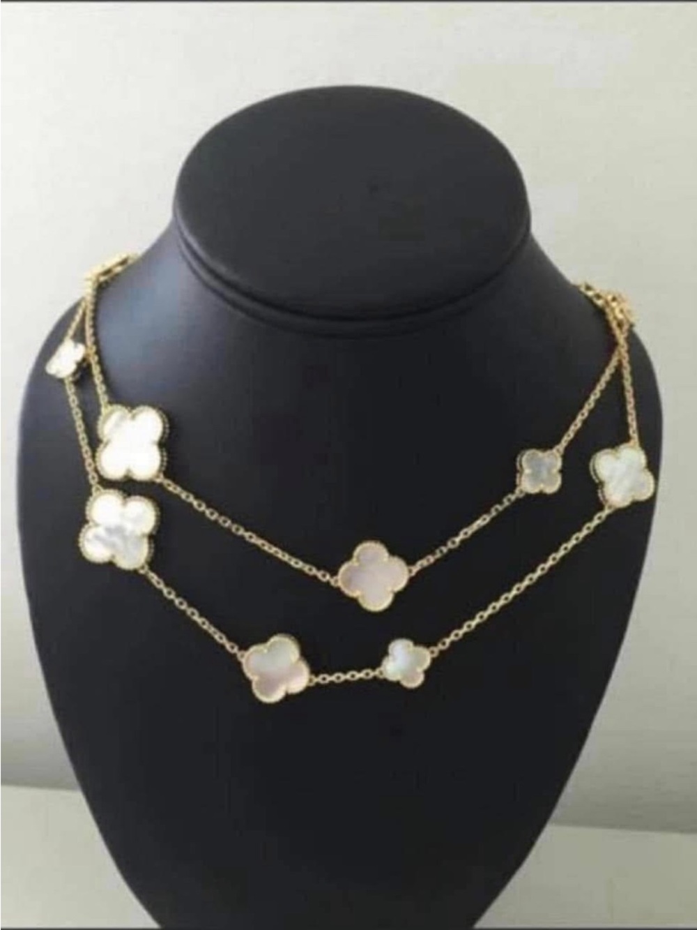 Gold Layered Clover Pendant Necklace with White Mother-of-Pearl Accents